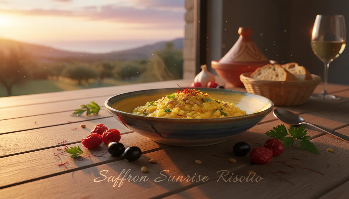 Saffron Sunrise Risotto - Gourmet - Saffron Sunrise Risotto A Mediterranean Culinary Symphony - Unveil secrets this - Gemini Auto Post